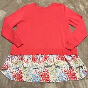 Time and Tru Pink High-Low Ruffle Sweater